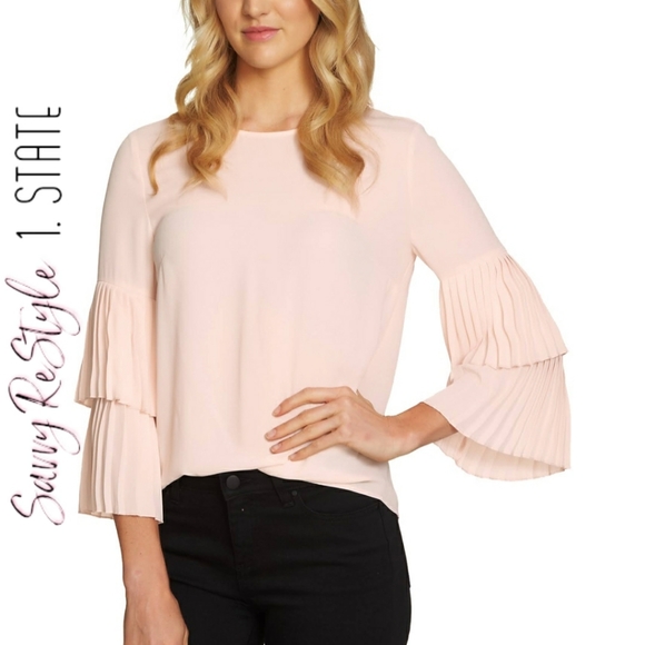 1. STATE Pink Opal Ruffle Sleeve Shirt | Size Sm - Picture 5 of 8